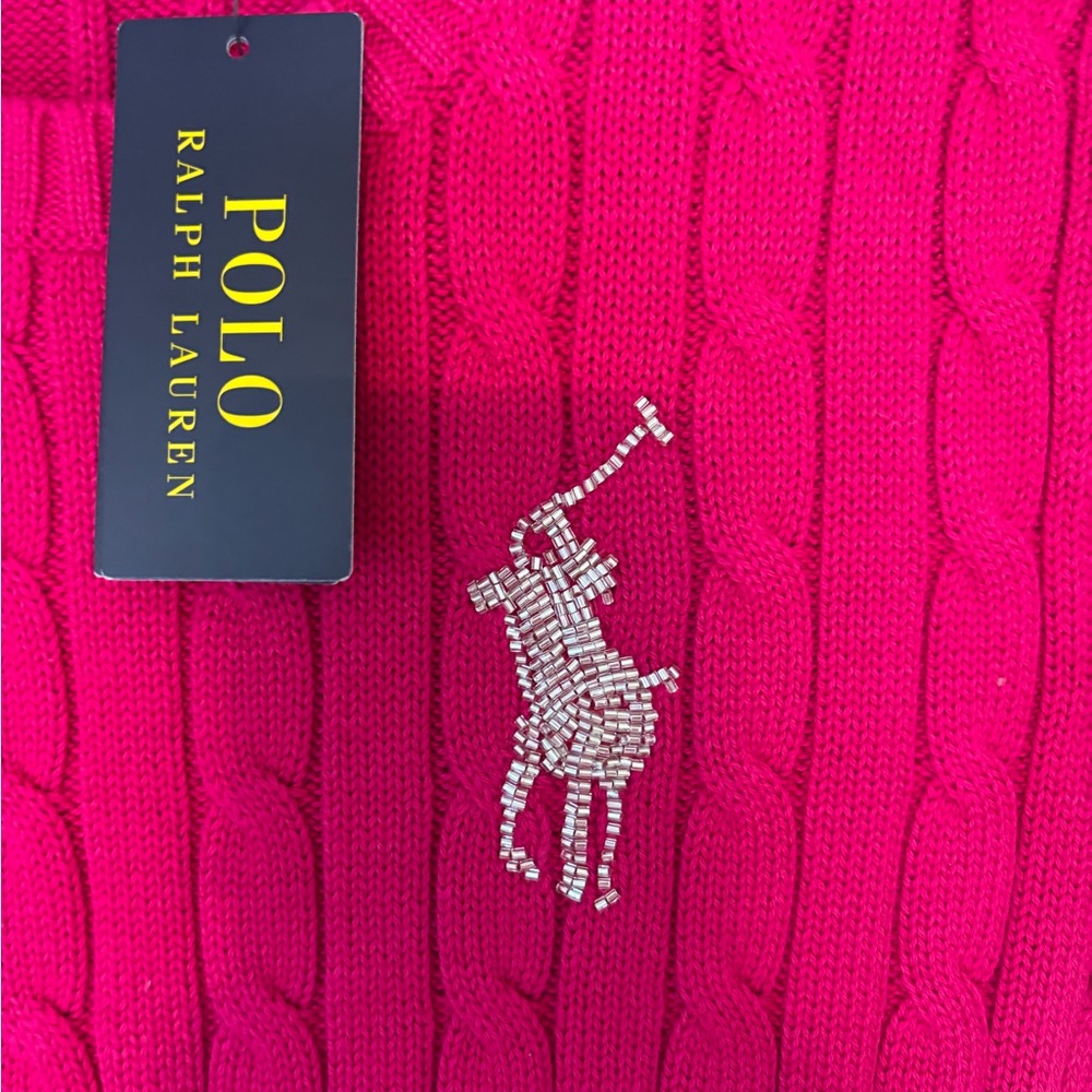 Ralph Lauren Polo Cable Knit Short-Sleeve Sweater – Hot Pink - Picture 2 of 4